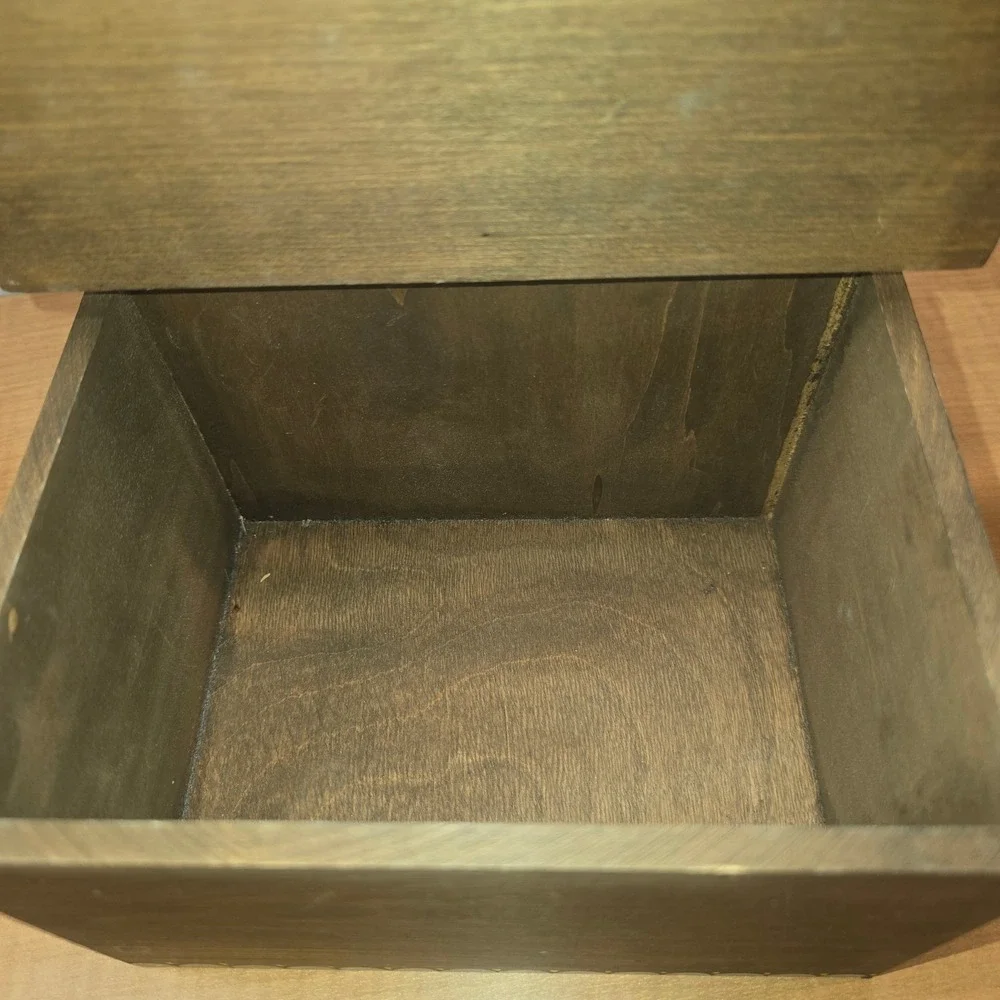 Wooden Hanging Primitive Farmhouse Recipe‎ Card Holder Box Matches Apple Jelly